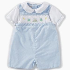 Smocked baby boy birthday outfit